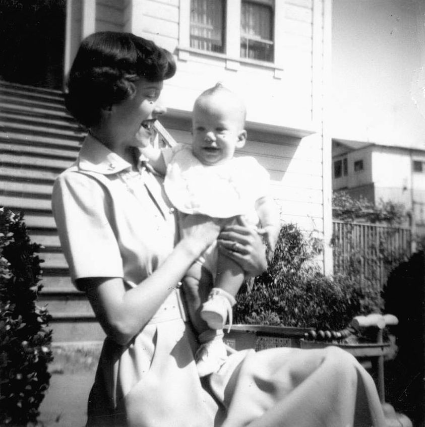 Recently discovered photo of my Mom holding me as an infant.